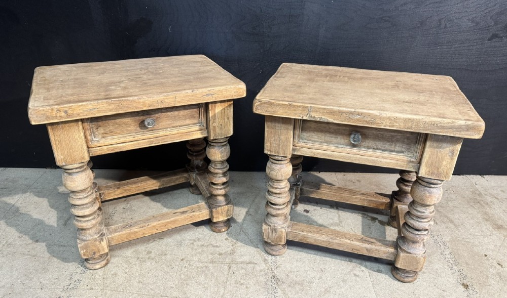 Quality Pair Oak Lamp Tables View II