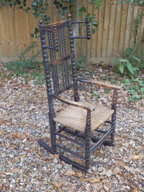 Bobbin Rocking Chair, Arts and Crafts Designed by Ernest Gimson