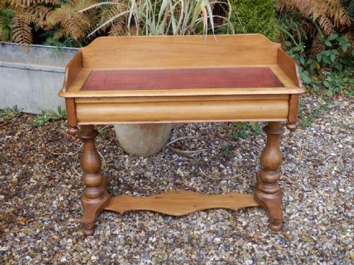 Pine Desk, Victorian, Leather Top.