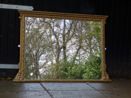 Mirror, Large Over Mantel, Gesso Frame, Victorian.