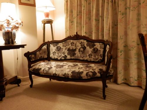 Chaise Longue, Victorian, Walnut Frame, New Upholstery.