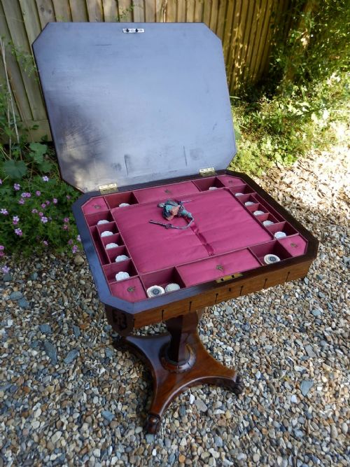 Sewing Box. Rosewood. Beautifully Fitted and in Lovely Condition.