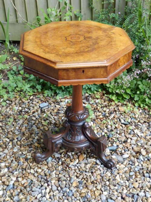 Needlework Table, Burr Walnut, Victorian