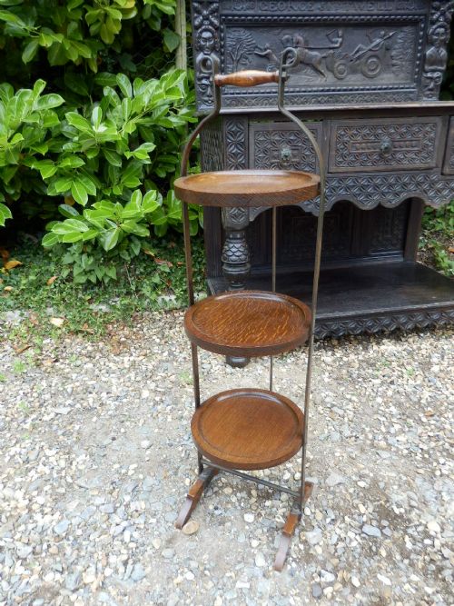 FOLDING CAKE STAND ARTS AND CRAFTS EXCELLENT CONDITION - ADDITIONAL PHOTO 2