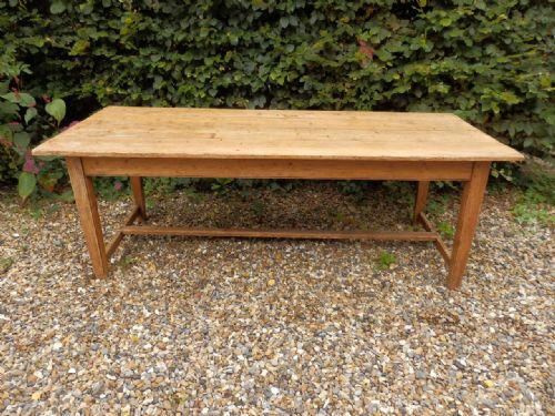 Pine Refectory Table. Victorian. 7feet Long.