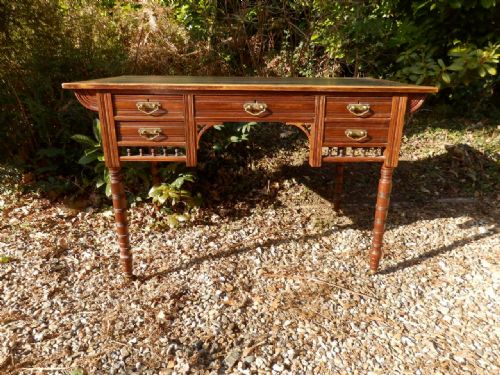 Desk, Edwardian, Mahogany Leather Top.