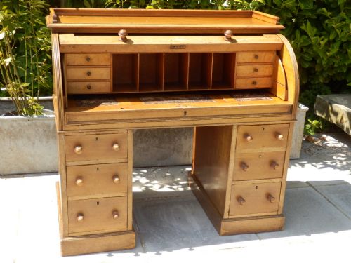 OAK CYLINDER DESK - ADDITIONAL PHOTO 7