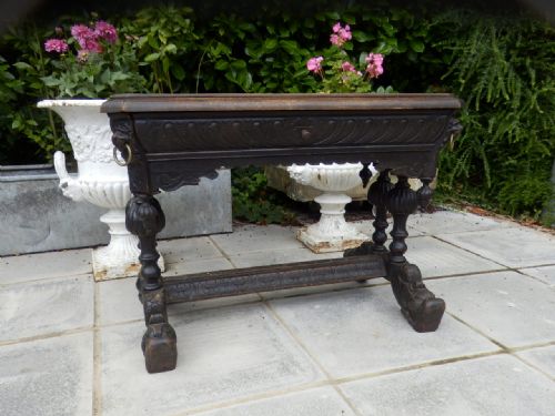 Side Table, Oak, Gothic Revival.