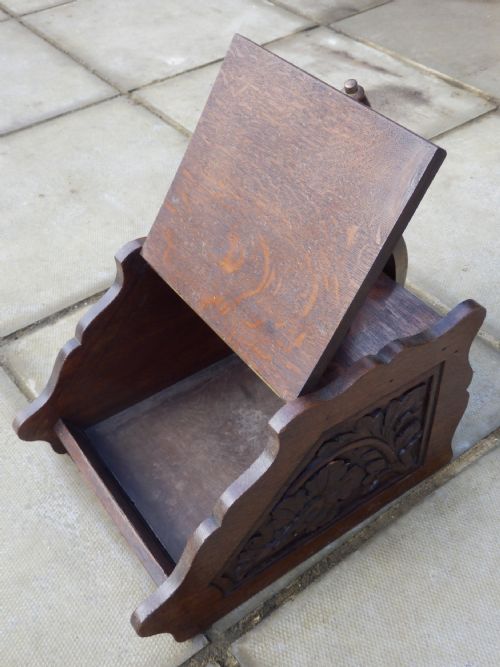 ARTS AND CRAFTS SOLID OAK COAL PERDONIUM HEAVILY CARVED WITH ORIGINAL SHOVEL - ADDITIONAL PHOTO 4
