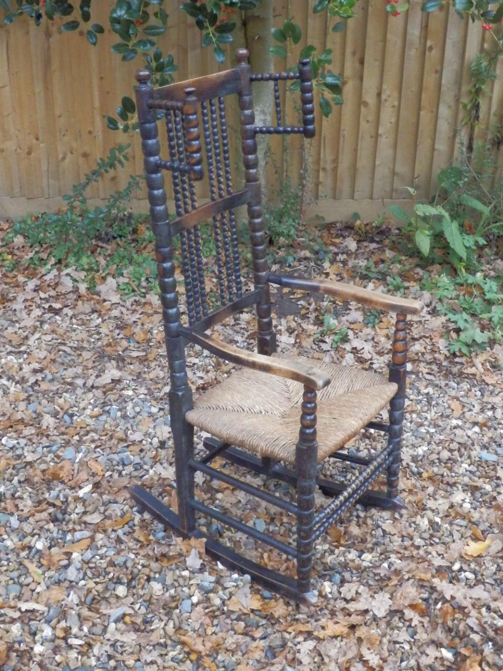 Bobbin rocking chair, Arts and Crafts designed by Ernest Gimson