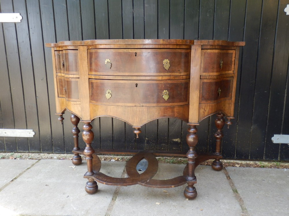 Side table, Dutch, mahogany and burr walnut.