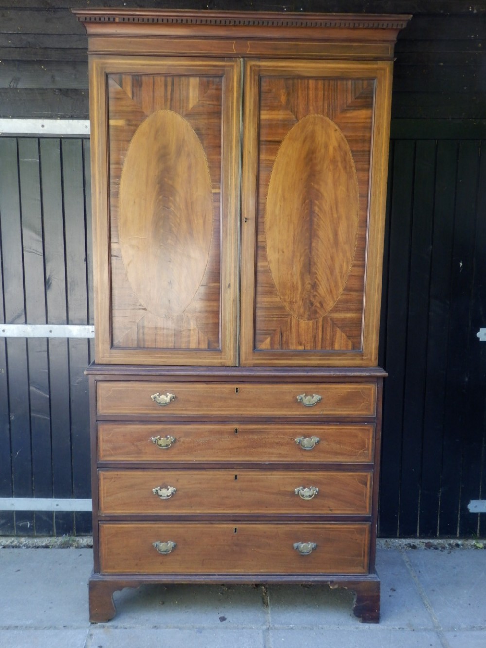 Linen press, Edwardian, beautiful marquetry .