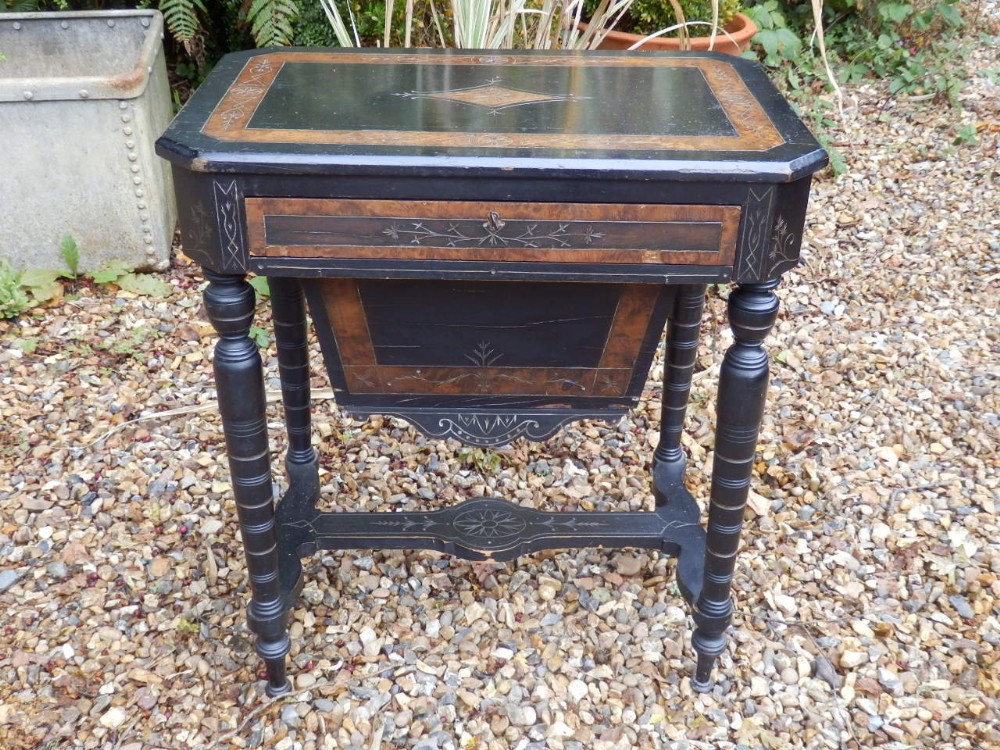 Sewing , work table, Victorian, aesthetic movement.