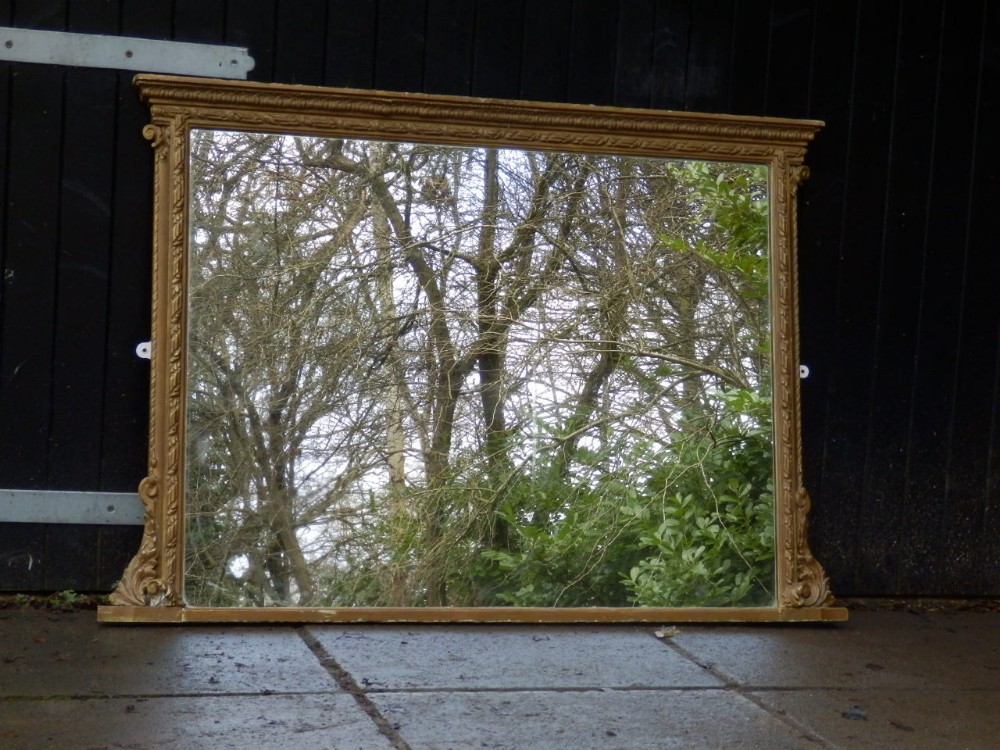 Mirror, large over mantel, gesso frame, Victorian.
