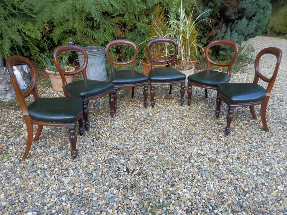Set of 6 Victorian balloon back dining chairs
