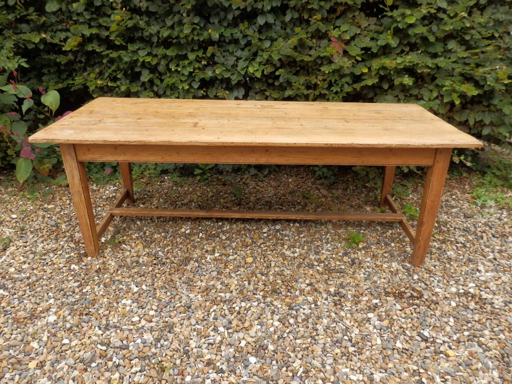 Pine refectory table. Victorian. 7feet long.