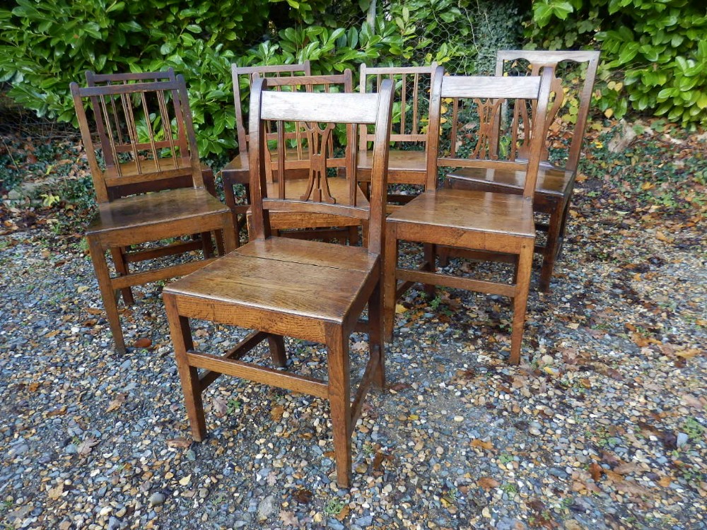 Georgian dining chairs, mixed set of 8.