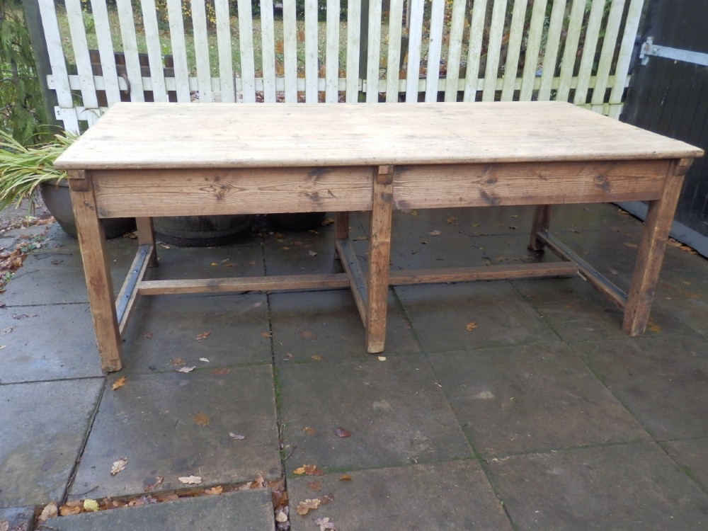 Pine table, Victorian, 7ft. 6ins x 2ft. 7ins.