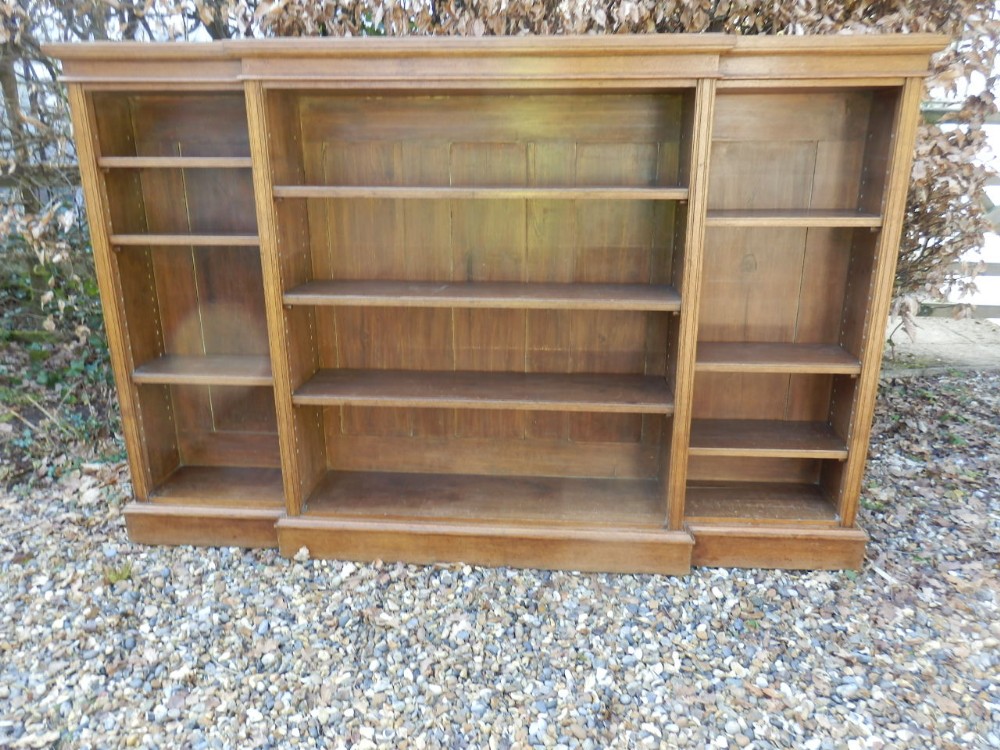 Break-front bookcase, Edwardian, mahogany.