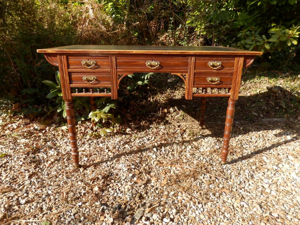 Desk, Edwardian, Mahogany leather top.
