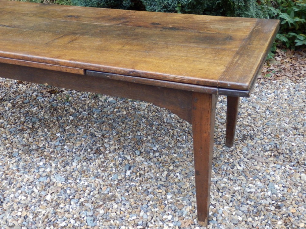French Oak extending dining table. 348cm x 86cm. Height 75cm View II