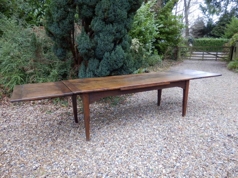French Oak extending dining table. 348cm x 86cm. Height 75cm View III