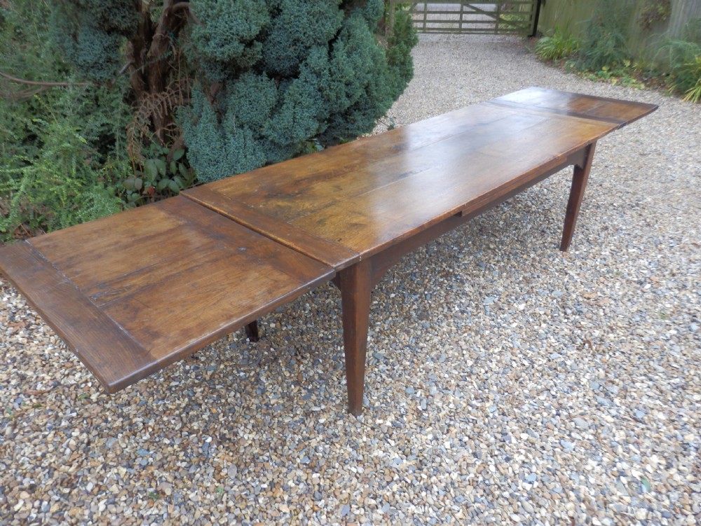 French Oak extending dining table. 348cm x 86cm. Height 75cm View IV