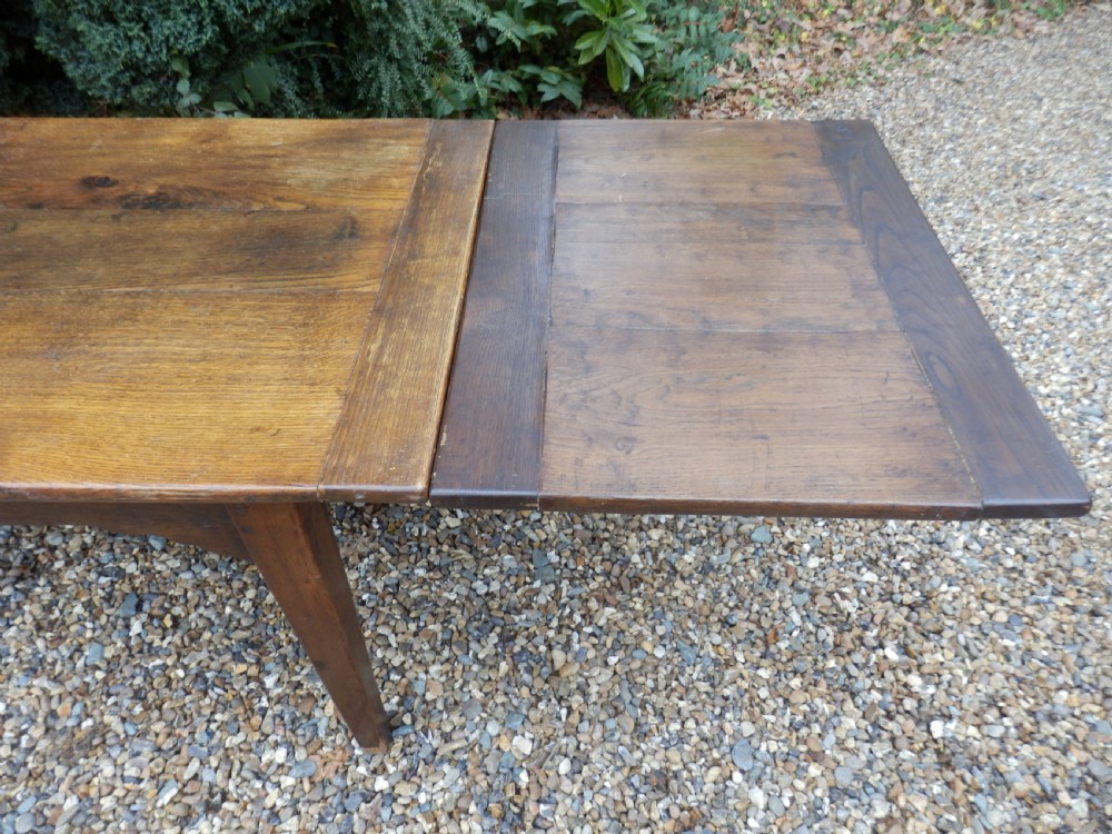 French Oak extending dining table. 348cm x 86cm. Height 75cm View V