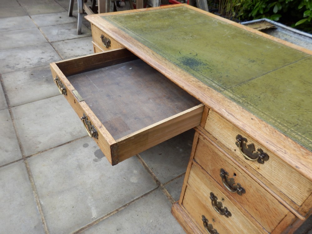 Oak pedestal desk in 3 sections View III
