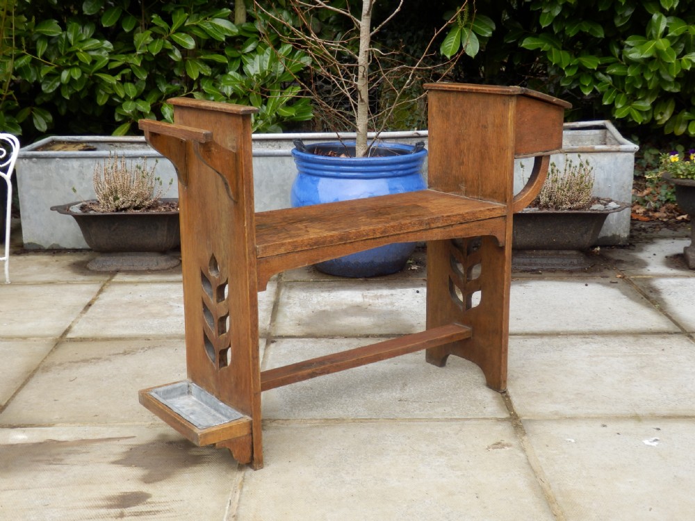 Arts and Crafts Liberty style hall seat in solid oak
