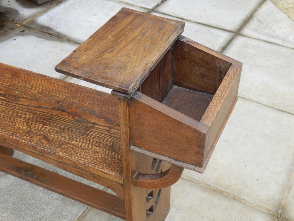 Arts and Crafts Liberty style hall seat in solid oak View VI