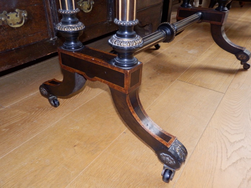 Victorian card table, ebonised and bur wood View IV