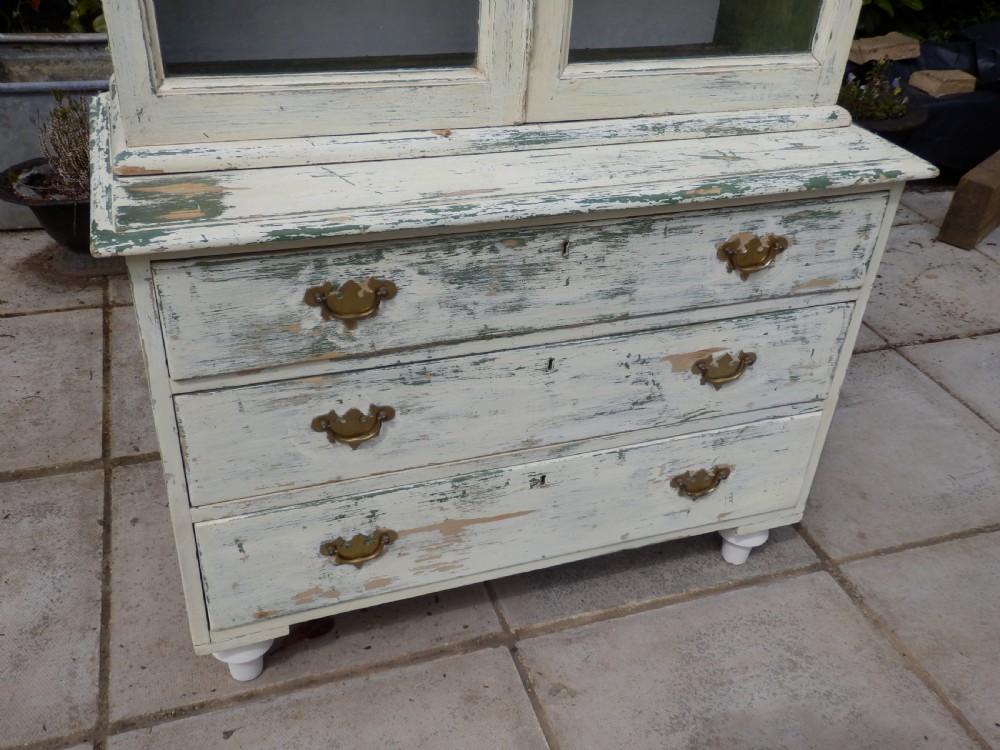 Pine dresser in two sections finished in distressed paint View III