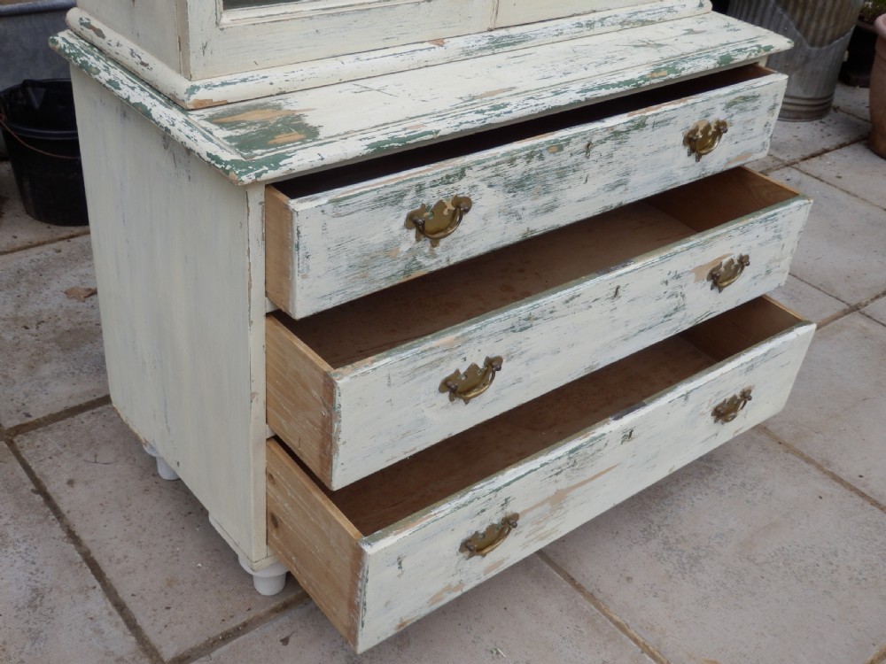 Pine dresser in two sections finished in distressed paint View VII