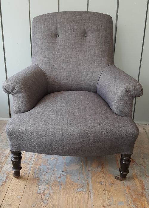 French Charcoal Grey Armchair C1910