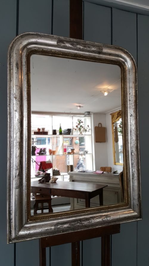 French Antique Silver Mirror C1890