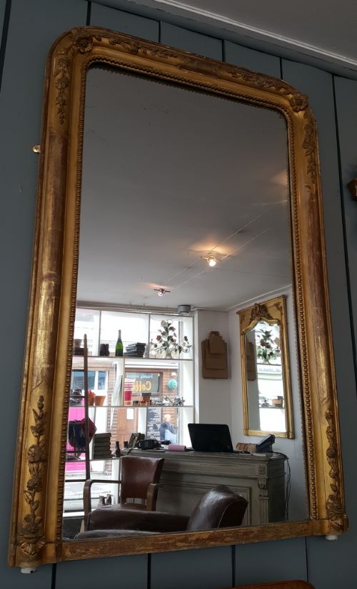 Antique French Flowered Mirror C1880