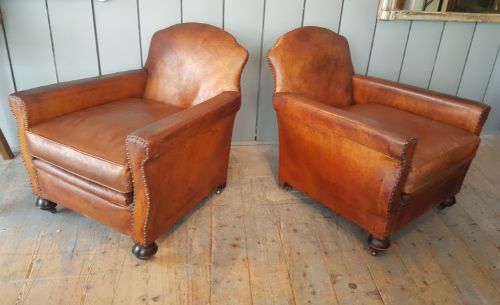Pair of French Leather Armchairs C1920