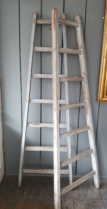 Pair of Painted Library or Shop Ladders C1900