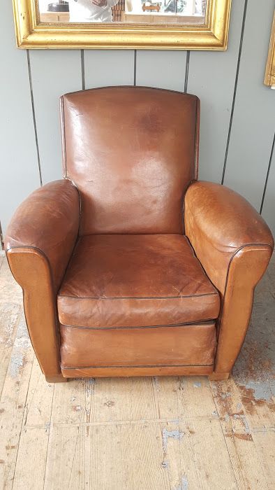 French Leather Club Chair C1920