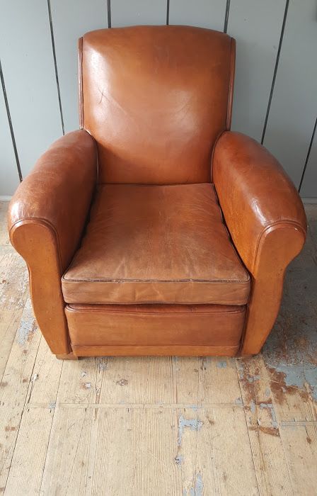 French Leather Club Chair C1920
