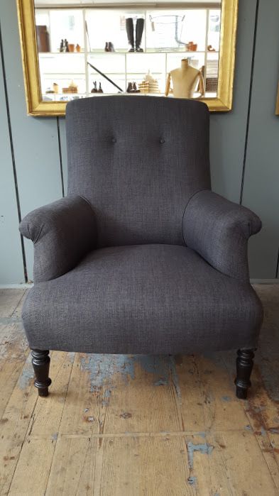 French Charcoal Grey Armchair C1910