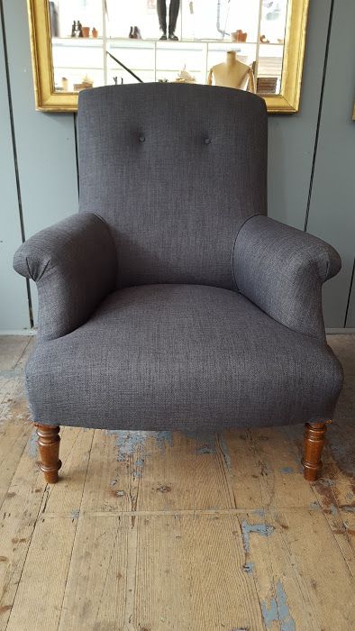 French Charcoal Grey Armchair C1910