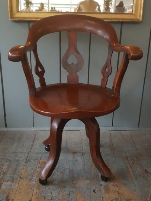 Antique Elm Swivel Desk Chair C1860