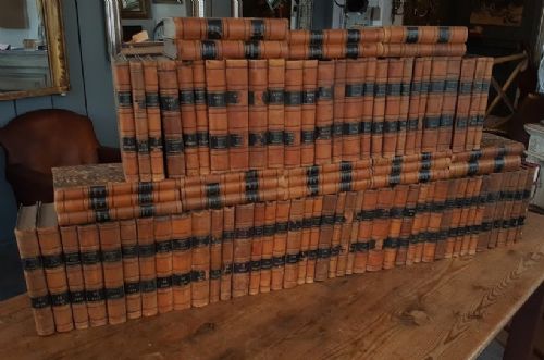 Beautiful Antique French Long Run of Leather Books