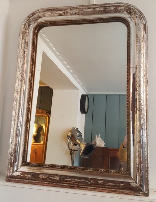 
Antique French Silver Gilded Mirror