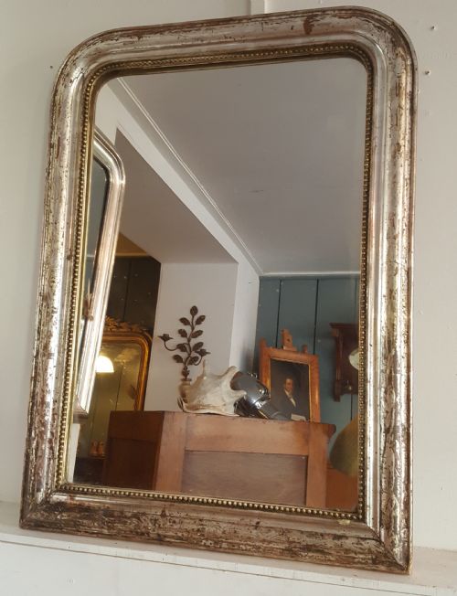 Antique French Silver Gilded Mirror C1880