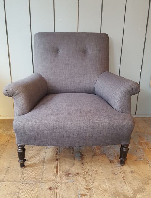 French Charcoal Grey Armchair C1910