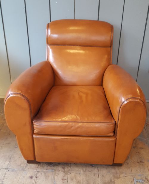 Antique French Leather Armchair
