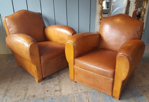 Pair of French Leather Armchairs C1920